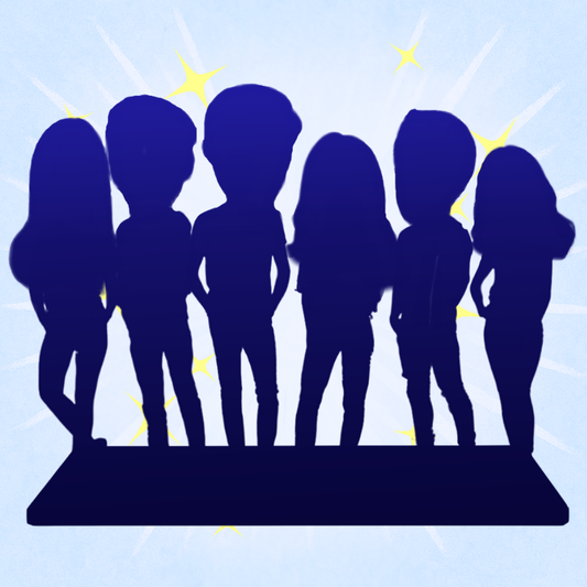 Fully Customizable 6 Person Custom Bobbleheads with Your Logo Text