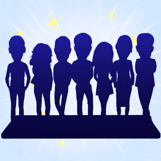 Fully Customizable 7 Person Custom Bobbleheads with Your Logo Text