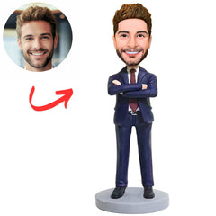 Business Man Blue Suit Custom Bobbleheads