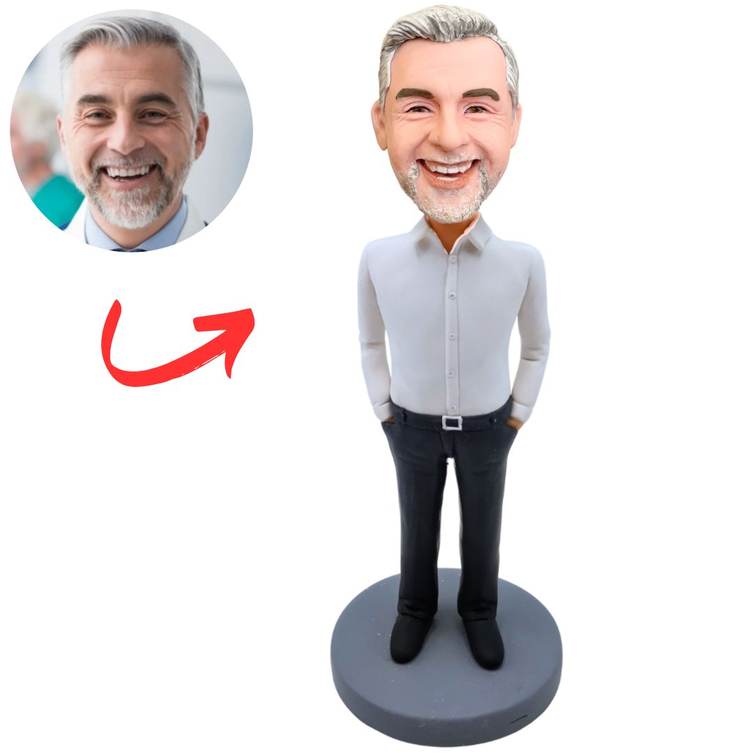 Business Man Wearing White Shirt Custom Bobbleheads