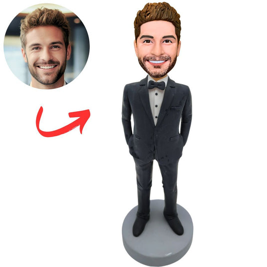 Cool Black Suit Business Man Custom Bobbleheads