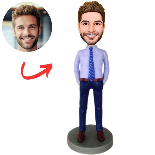 Business Man with Hands in Pockets Custom Bobbleheads