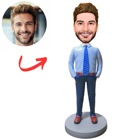 Business Man with Hands in Pockets Custom Bobbleheads