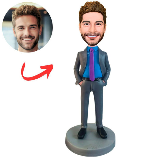 Grey Suit Business Man Custom Bobbleheads