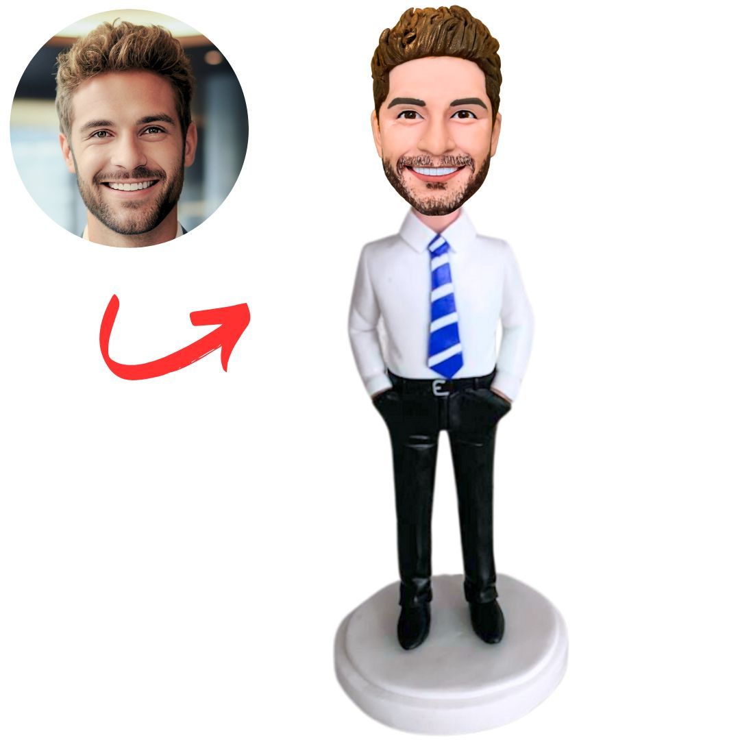 White Shirt Business Man Custom Bobbleheads