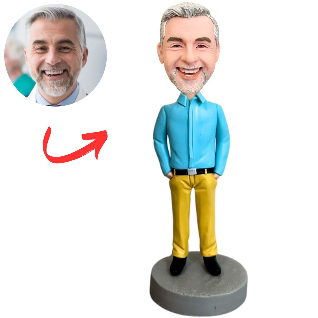 Blue Shirt Business Man Custom Bobbleheads