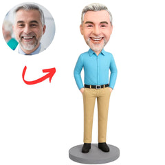 Blue Shirt Business Man Custom Bobbleheads