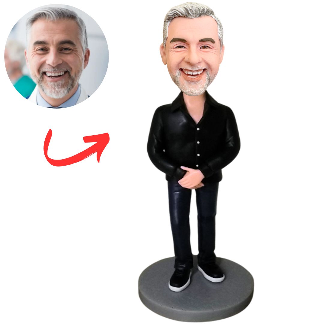 Black Suit Handsome Business Old Man Custom Bobbleheads