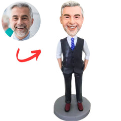 Business Man Wearing Vest Custom Bobbleheads