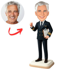 Captain Holding Notebook Pilot Custom Bobbleheads