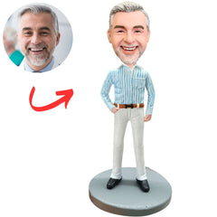 Business Man in Striped Shirt Custom Bobbleheads