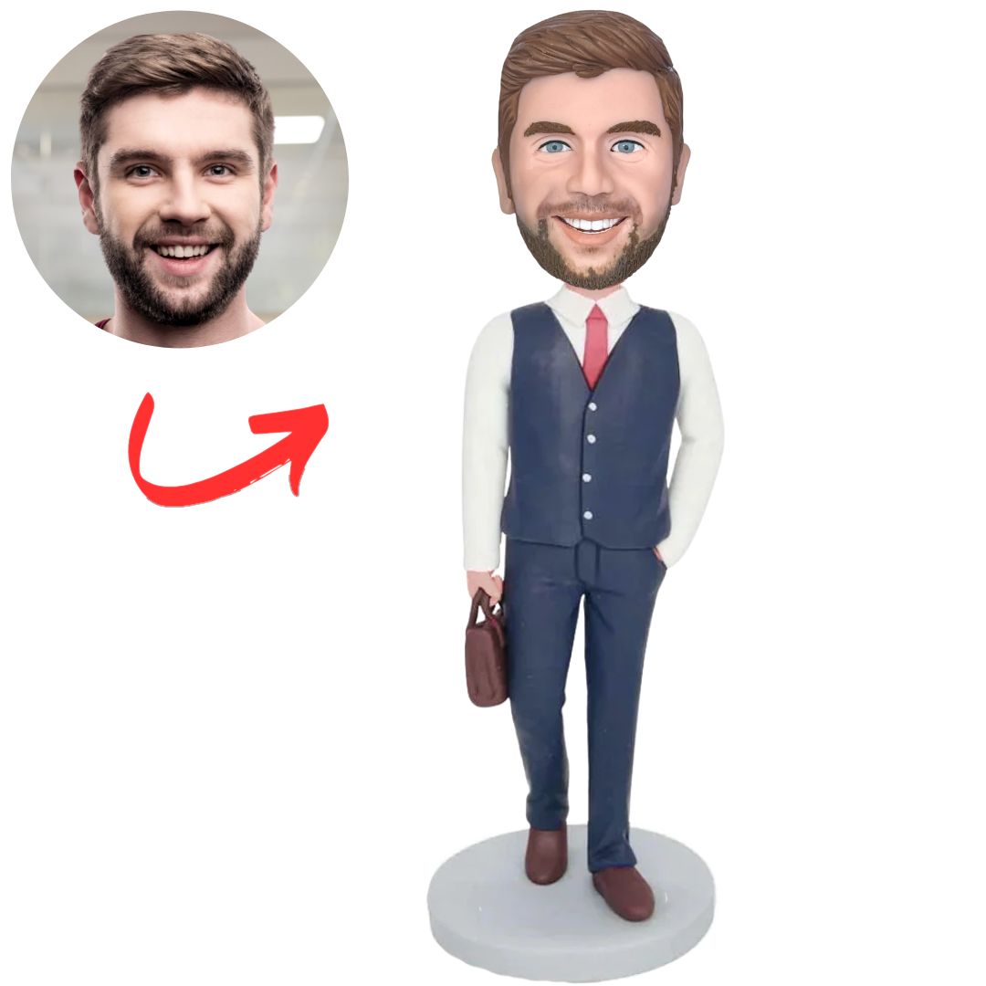 Business Man Carrying Bag Custom Bobbleheads