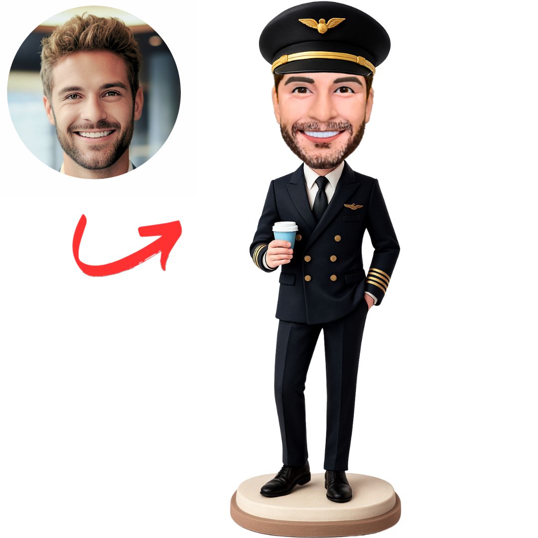 Captain Holding Coffee Custom Bobbleheads