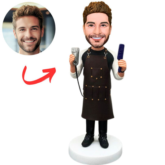 Barber Holding Hair Clipper Custom Bobbleheads