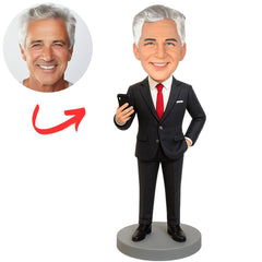 Male Boss Holding Mobile Phone Custom Bobbleheads