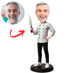 Chef Holding Knife Custom Bobbleheads