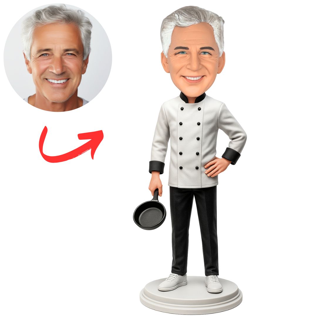 Chef Holding Frying Pan Custom Bobbleheads