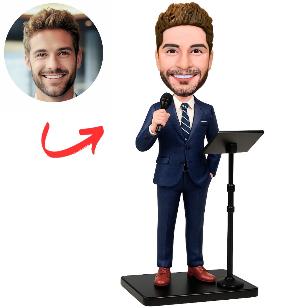 Male Boss Giving a Speech Custom Bobbleheads