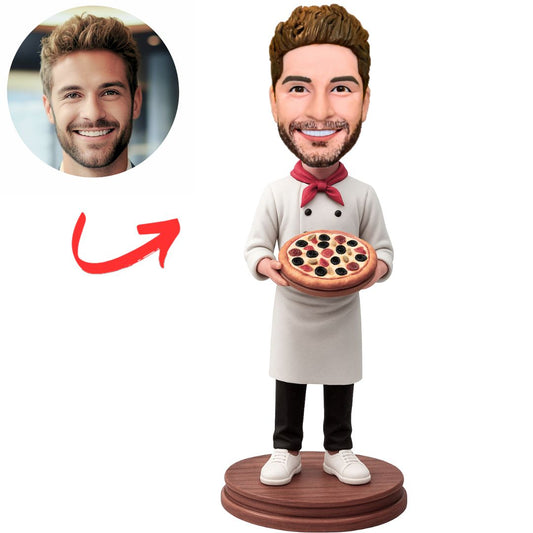 Chef Holding Pizza Custom Bobbleheads Gifts for Him