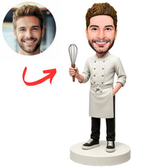 Chef Holding Egg Beater Custom Bobbleheads