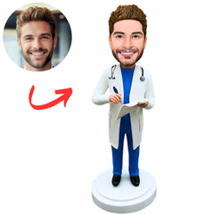 Doctor Wearing Blue Scrubs Custom Bobbleheads