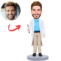 Doctor in Uniform Holding Injection Custom Bobbleheads