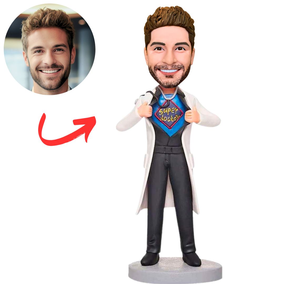 Super Doctor with White Coat Custom Bobbleheads