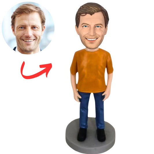 Brown Shirt Leisure Male Custom Bobbleheads