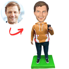 Fat Man Holding Phone Custom Bobbleheads