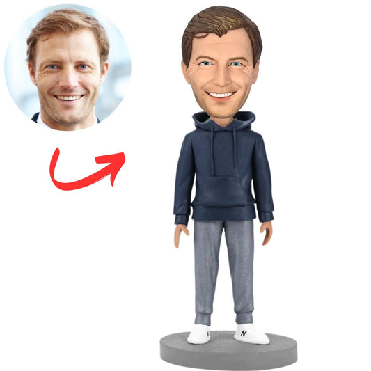 Man in Dark Blue Hoodie Custom Bobbleheads