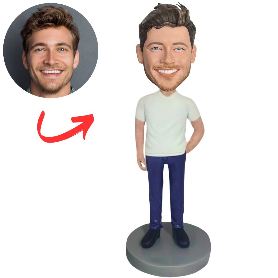 White Shirt Casual Cool Man Custom Bobbleheads