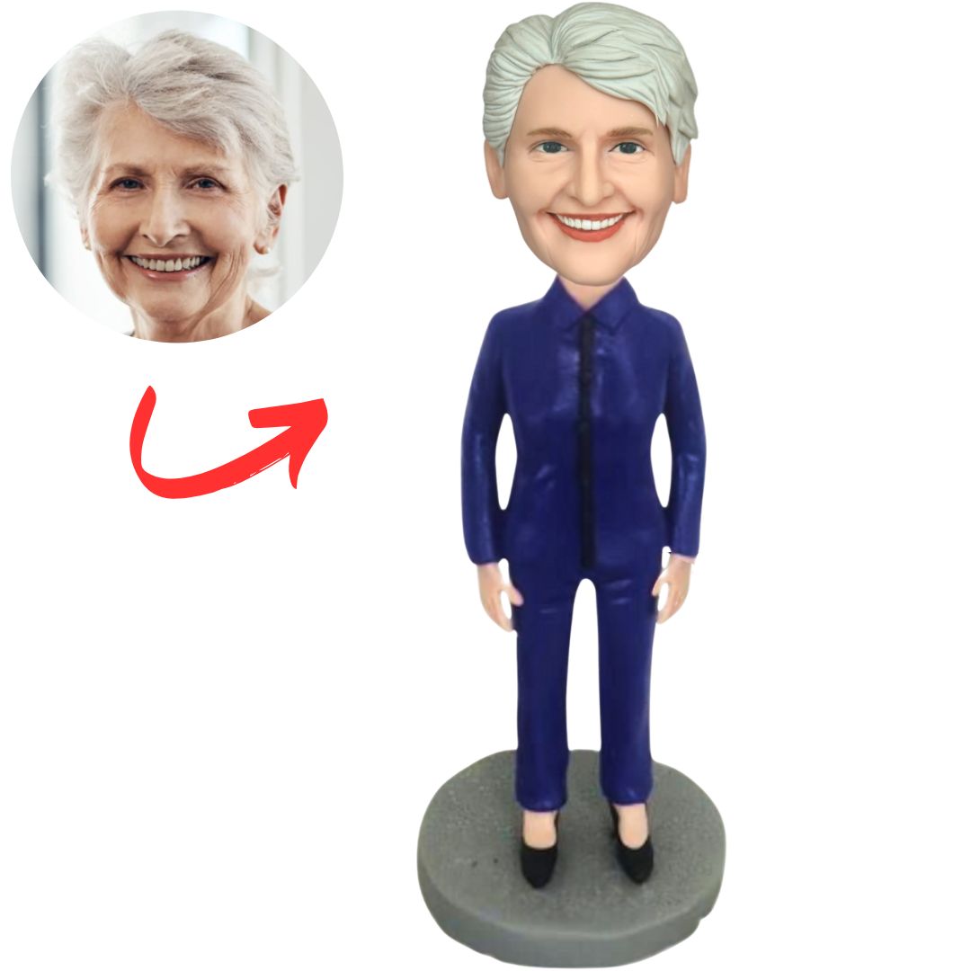 Blue Suit Casual Woman Custom Bobbleheads