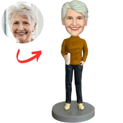 Casual Lady Holding Mineral Water Custom Bobbleheads
