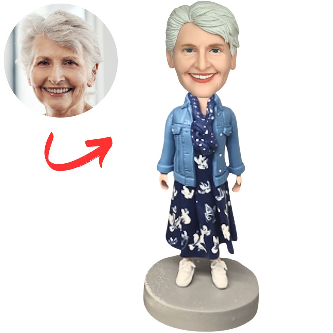 Fashionable Woman in Skirt Custom Bobbleheads