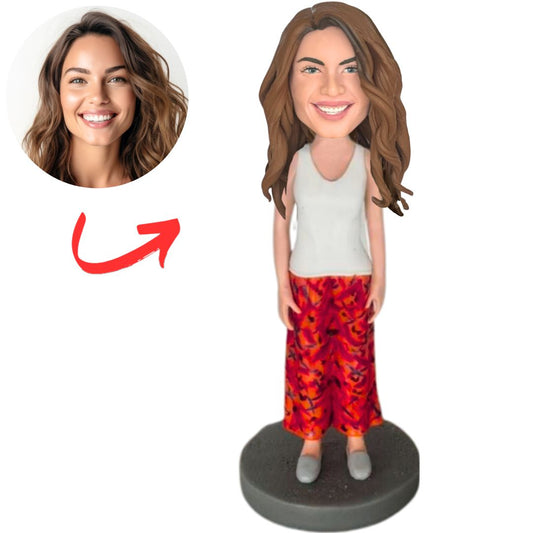 Girl in Vest And Skirt Custom Bobbleheads
