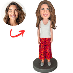 Girl in Vest And Skirt Custom Bobbleheads