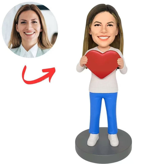 Girl Holding Heart Custom Bobbleheads