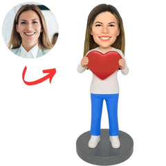 Girl Holding Heart Custom Bobbleheads