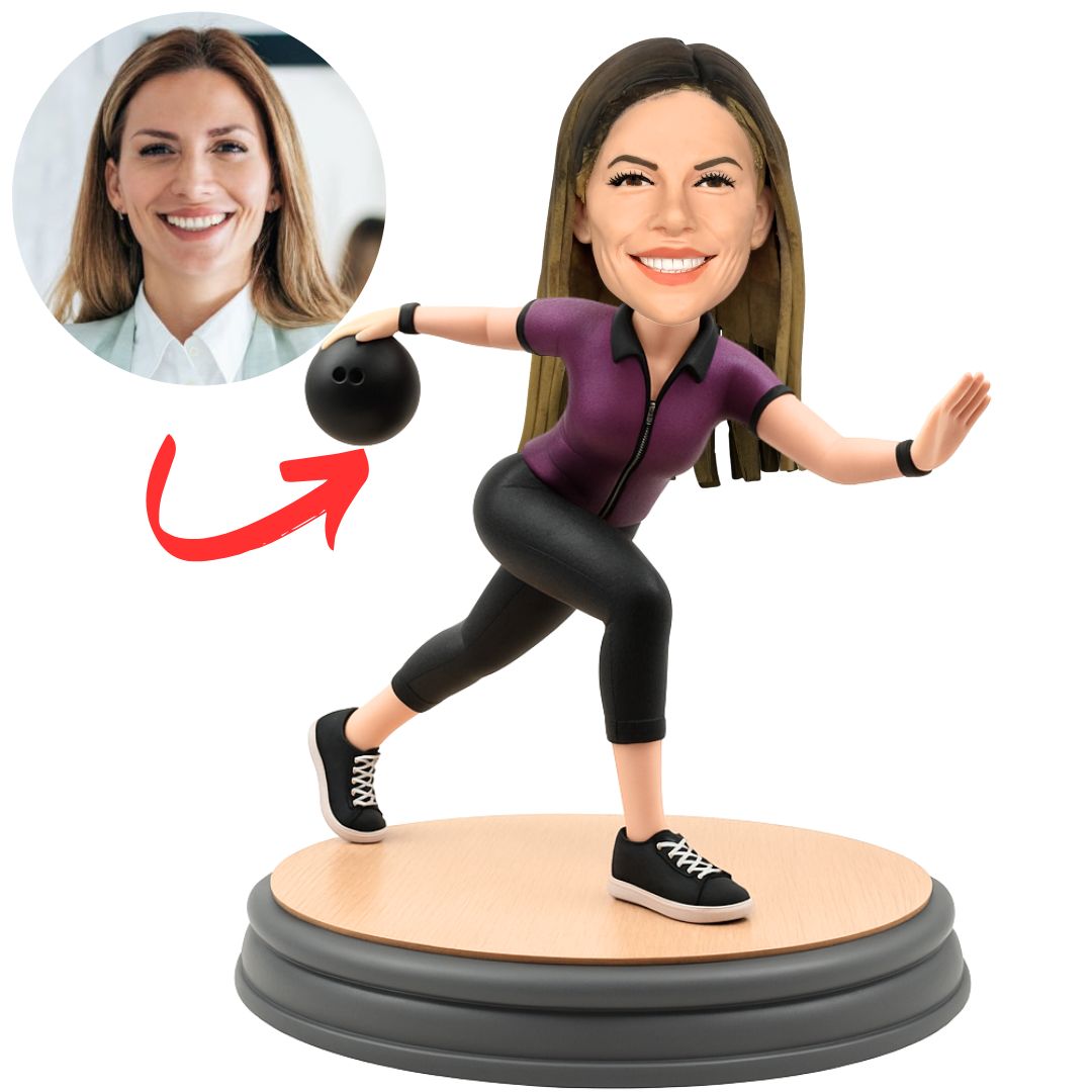 Female Bowling Player Custom Bobbleheads