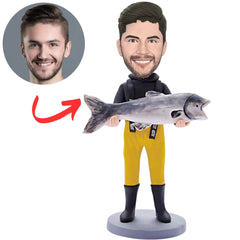 Man in Waterproof Fishing Suit Custom Bobbleheads