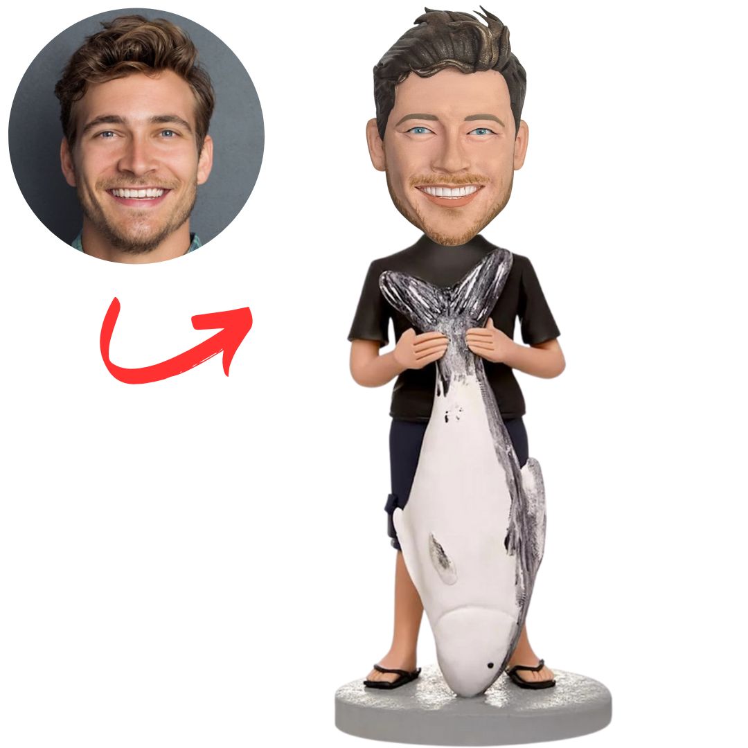 Fishing Man with Big Fish Custom Bobbleheads