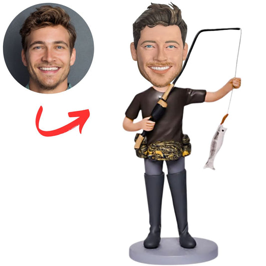 Man Fishing with Fishing Rod Custom Bobbleheads