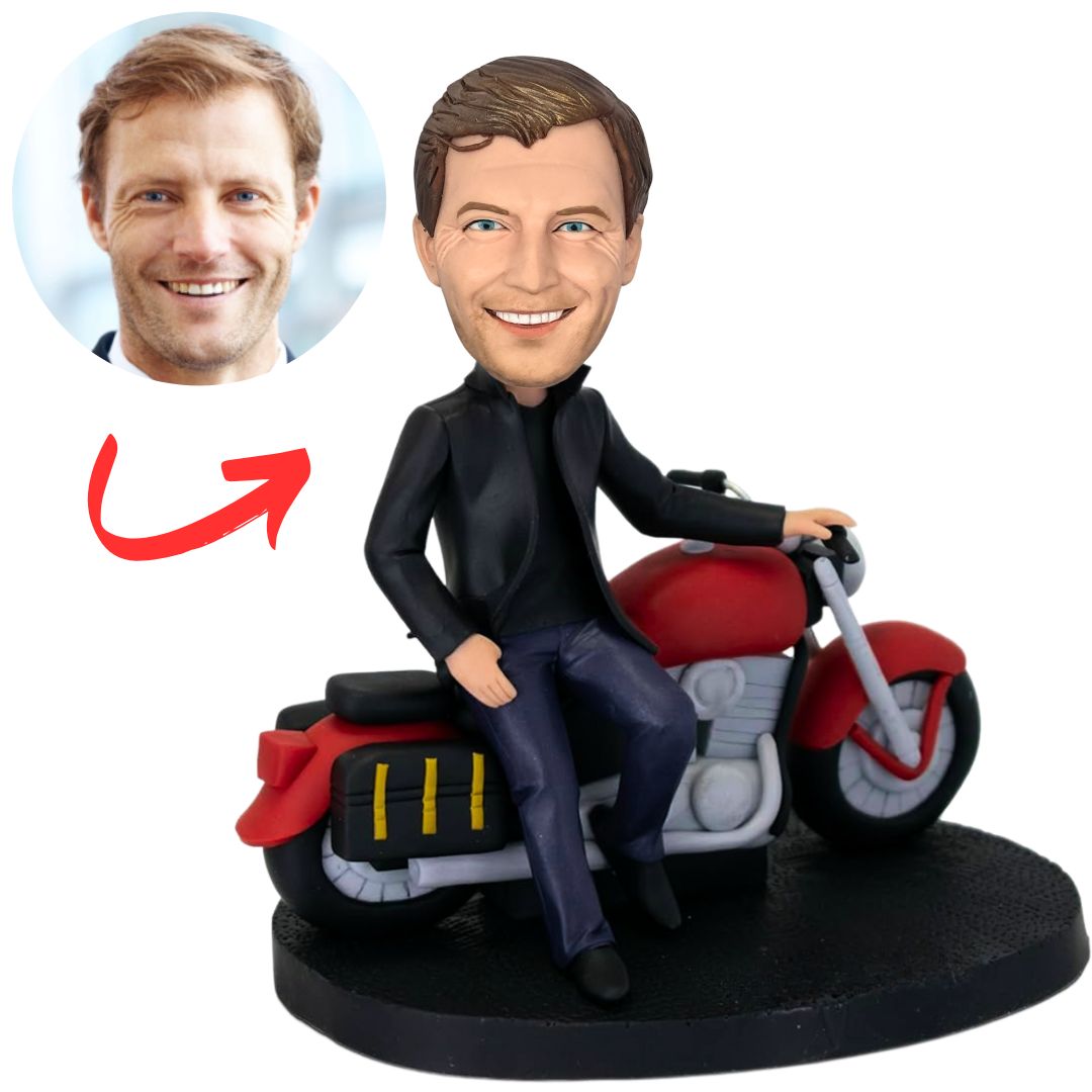 Cool Man Riding a Motorcycle Custom Bobbleheads