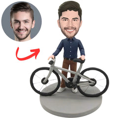 Business Man Riding a Bike Custom Bobbleheads
