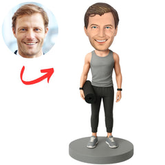 Man Holding Yoga Mat Custom Bobbleheads