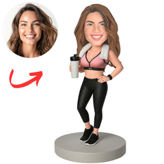 Fitness Woman Holding a Water Bottle Custom Bobbleheads