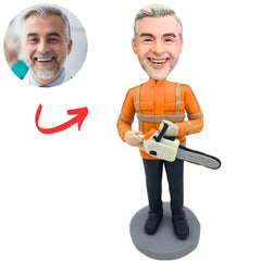 Civil Engineer Holding Chainsaw Custom Bobbleheads