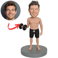 Fitness Man Holding a Dumbbell Custom Bobbleheads