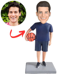 Navy Suit Basketball Player Custom Bobbleheads