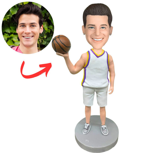 Boy Holding Basketball Custom Bobbleheads
